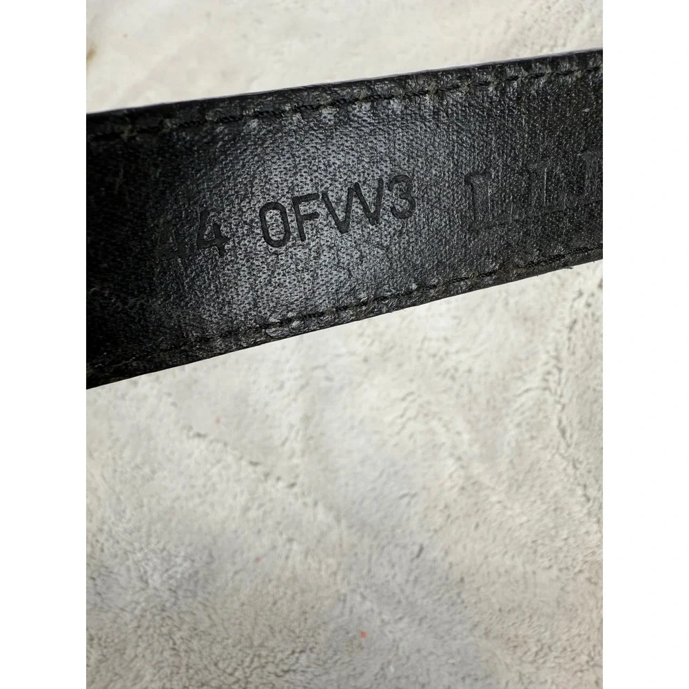 LL‎ Bean Mens Black Genuine Leather Dress Belt Silver Buckle 44 OFW3 Made in USA